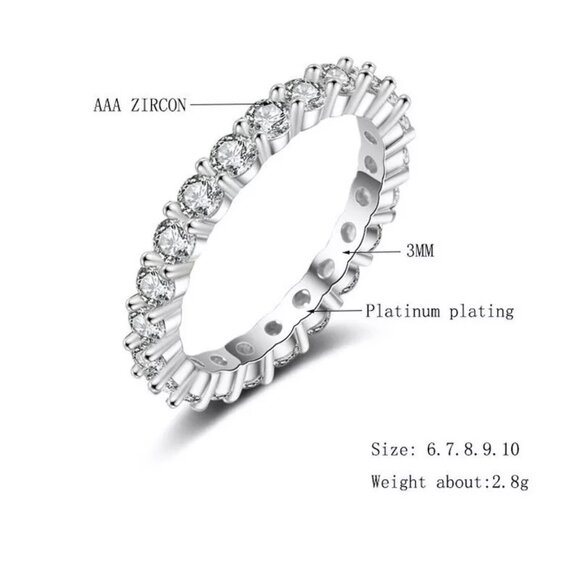 New Womens Eternity Diamond Cubic Zirconia Ring - Picture 3 of 4